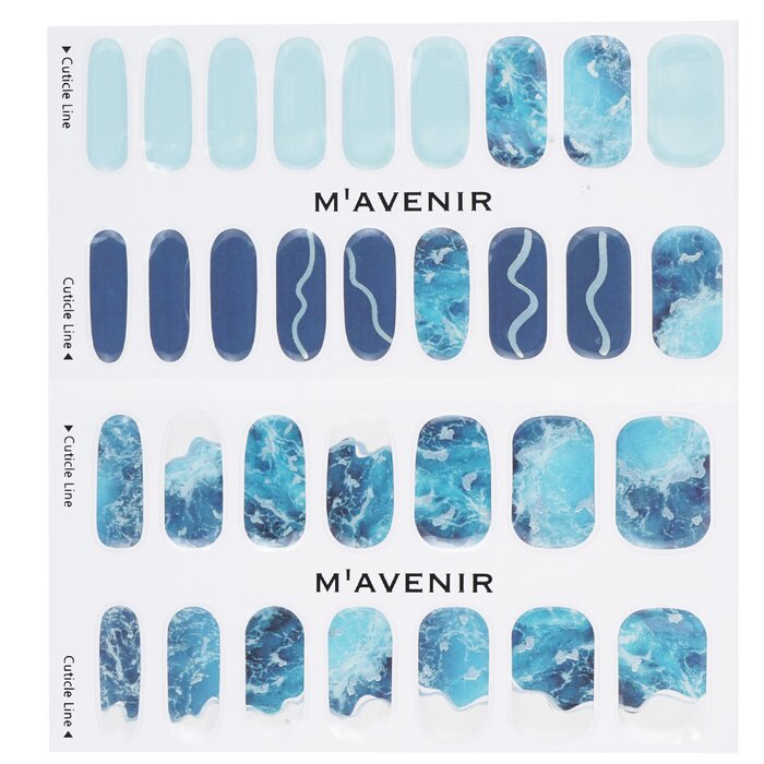 Nail Sticker (blue) - # Deep Water Wave Nail - 32pcs