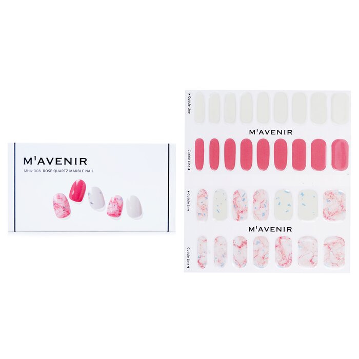 Nail Sticker (pink) - # Rose Quartz Marble Nail - 32pcs