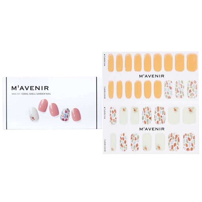 Nail Sticker (orange) - # Coral Shell Garden Nail - 32pcs