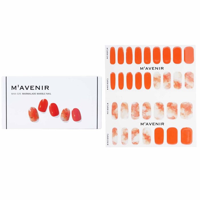 Nail Sticker (orange) - # Marmalade Marble Nail - 32pcs