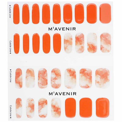 Nail Sticker (orange) - # Marmalade Marble Nail - 32pcs