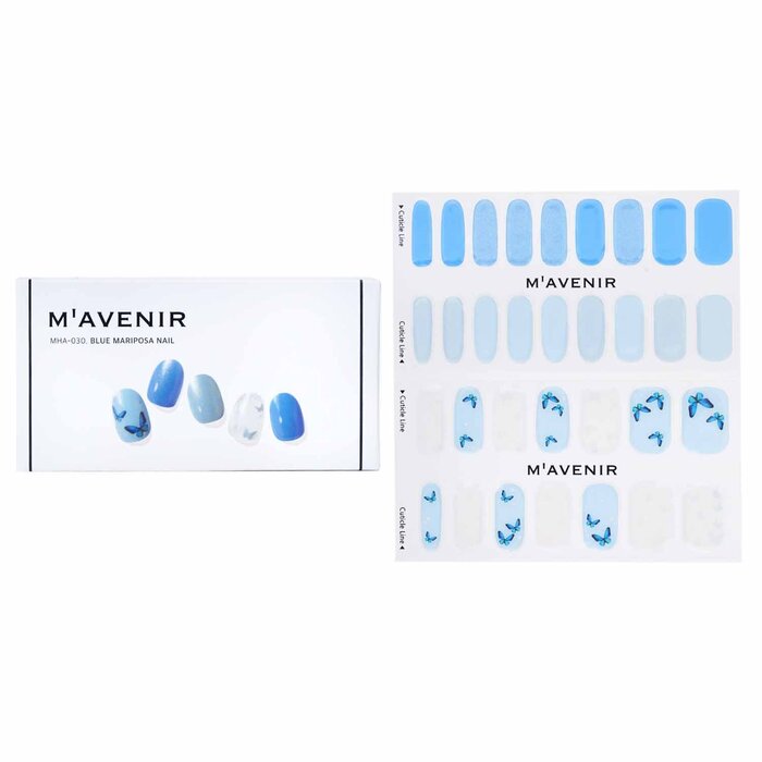 Nail Sticker (blue) - # Blue Mariposa Nail - 32pcs