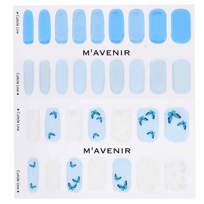 Nail Sticker (blue) - # Blue Mariposa Nail - 32pcs