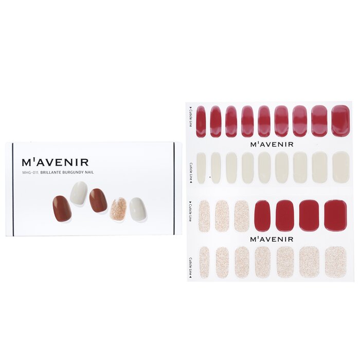 Nail Sticker (red) - # Brillante Burgundy Nail - 32pcs