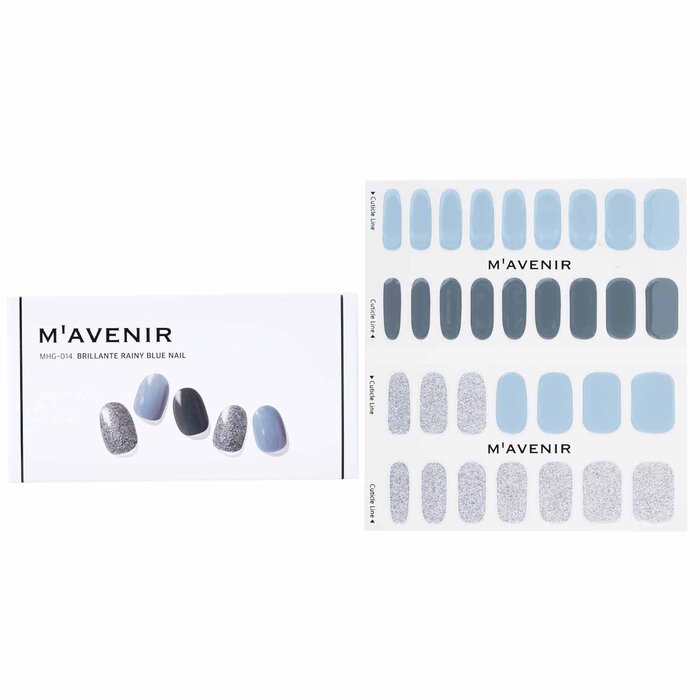 Nail Sticker (blue) - # Brillante Rainy Blue Nail - 32pcs