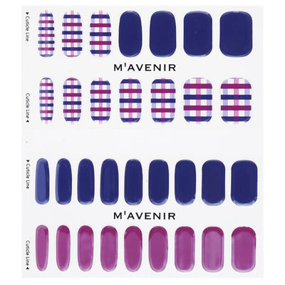 Nail Sticker (patterned) - # Gingham Check With Purple Nail - 32pcs