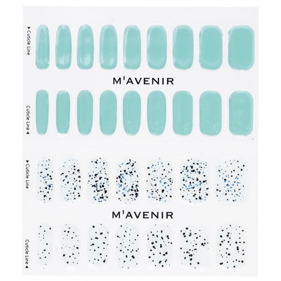 Nail Sticker (blue) - # Splinkle With Tinted Green Nail - 32pcs
