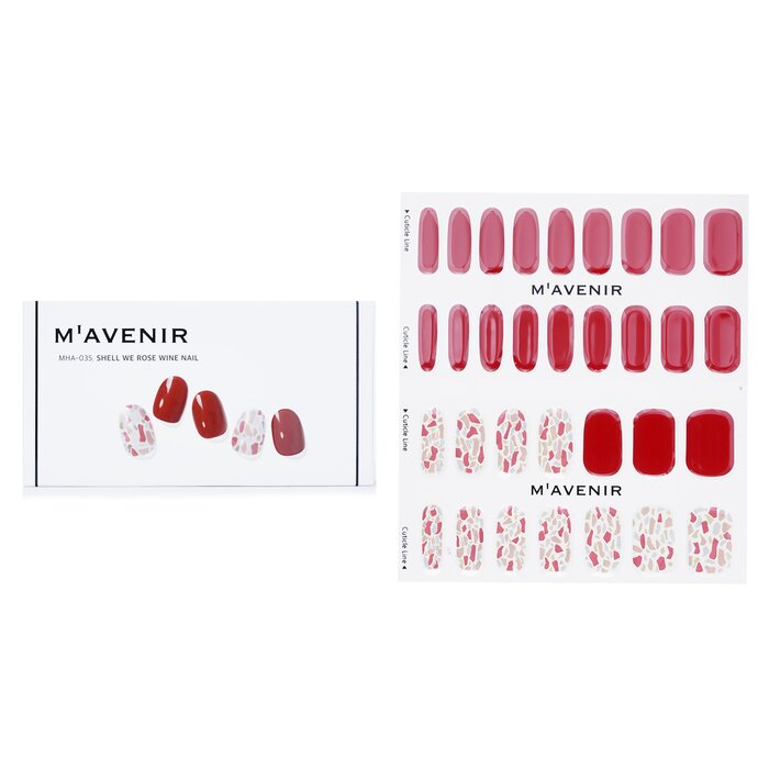 Nail Sticker (red) - # Shell We Rose Wine Nail - 32pcs