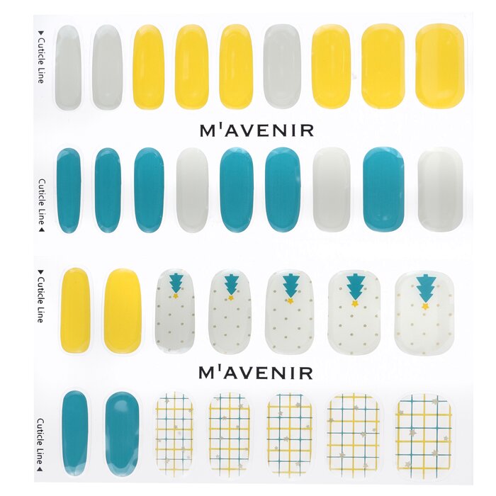 Nail Sticker (assorted Colour) - # Grid And Dot Tree Nail - 32pcs