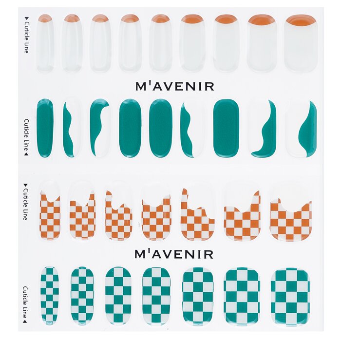 Nail Sticker (patterned) - # Wave Checkerboard Nail - 32pcs