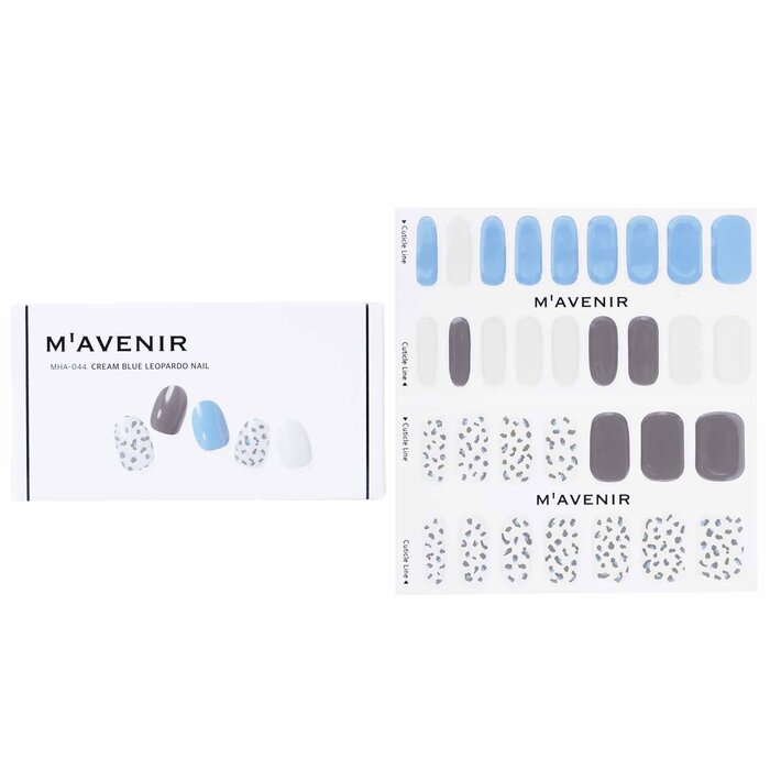 Nail Sticker (patterned) - # Cream Blue Leopardo Nail - 32pcs