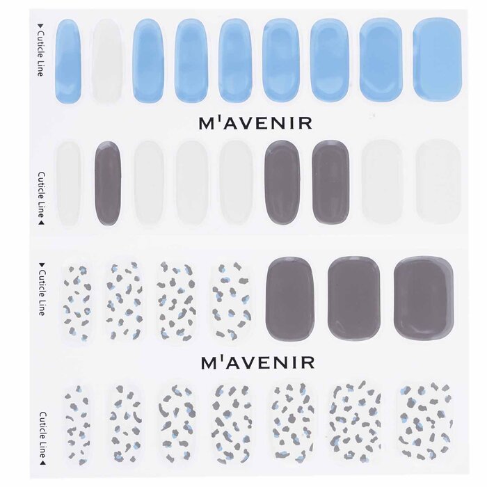 Nail Sticker (patterned) - # Cream Blue Leopardo Nail - 32pcs