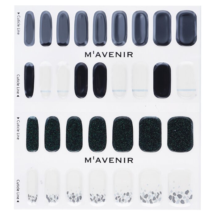 Nail Sticker (black) - # Shell With Milky Way Nail - 32pcs