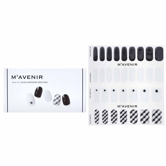 Nail Sticker (white) - # Black Shepherd Check Nail - 32pcs