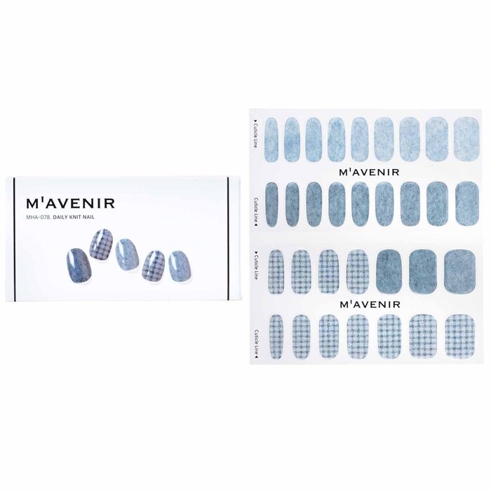 Nail Sticker (blue) - # Daily Knit Nail - 32pcs