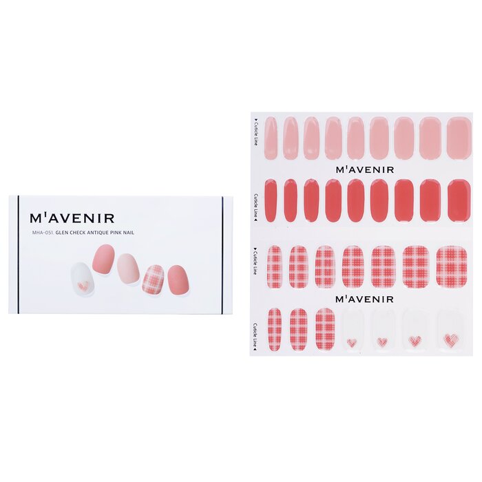 Nail Sticker (pink) - # Glen Check Antique Pink Nail - 32pcs