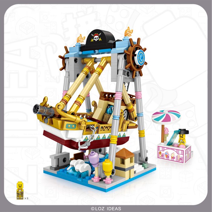 Loz Dream Amusement Park Series - Pirate Ship - 13.5 x 18 x 8 c