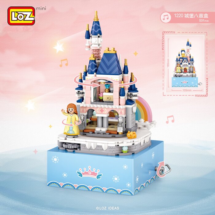 Loz Creator - Princess Castle Rotating Music Box - 19 x 26 x 8 cm