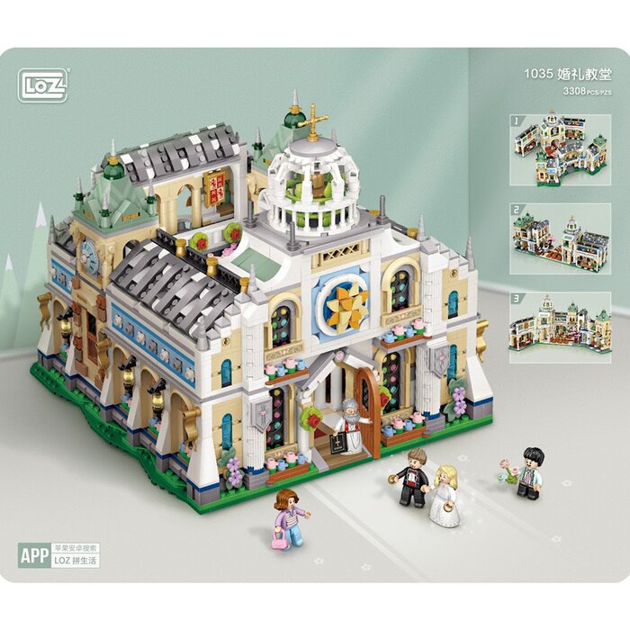 Loz Mini Blocks - Retractable Wedding Chapel - 40 x 28 x 9.5cm