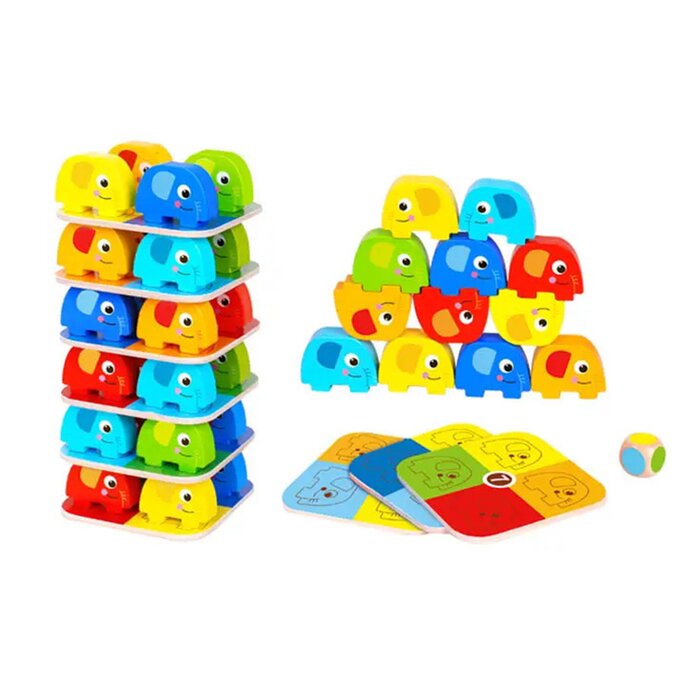 Elephant Stacking Game - 10x10x38cm