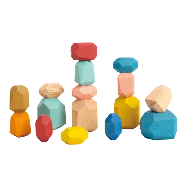 Wooden Stacking Stones - 16 Pcs - 18x14x5cm