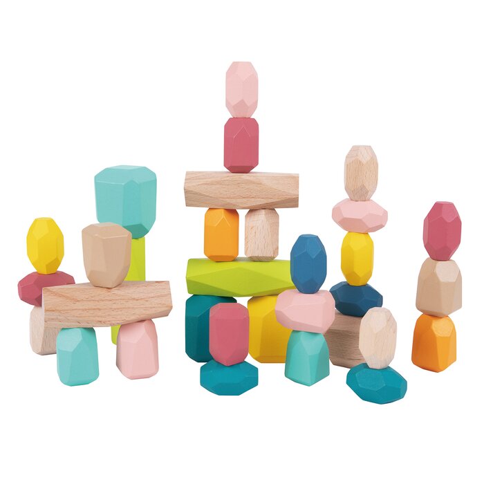 Wooden Stacking Stones - 32pcs - 24x18x5cm