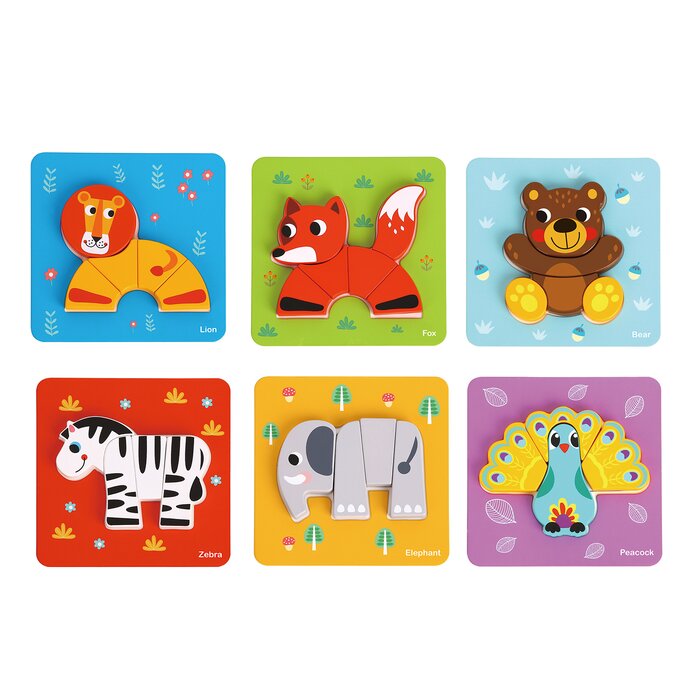 6 In Mini Animal Puzzle - 17x17x2cm