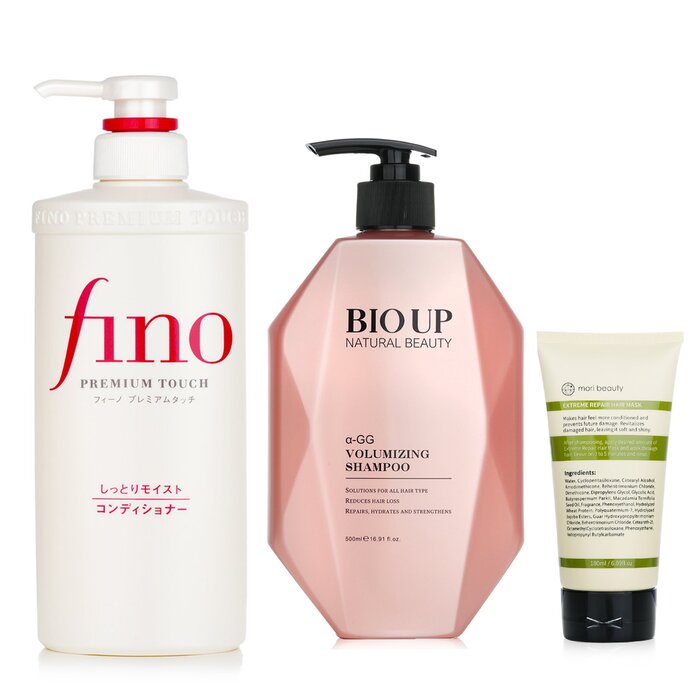 Shiseido Hair Conditione 550ml + Natural Beauty Bio Up Shampoo 500ml + Mori Beauty  Hair Mask 180ml - 3pcs