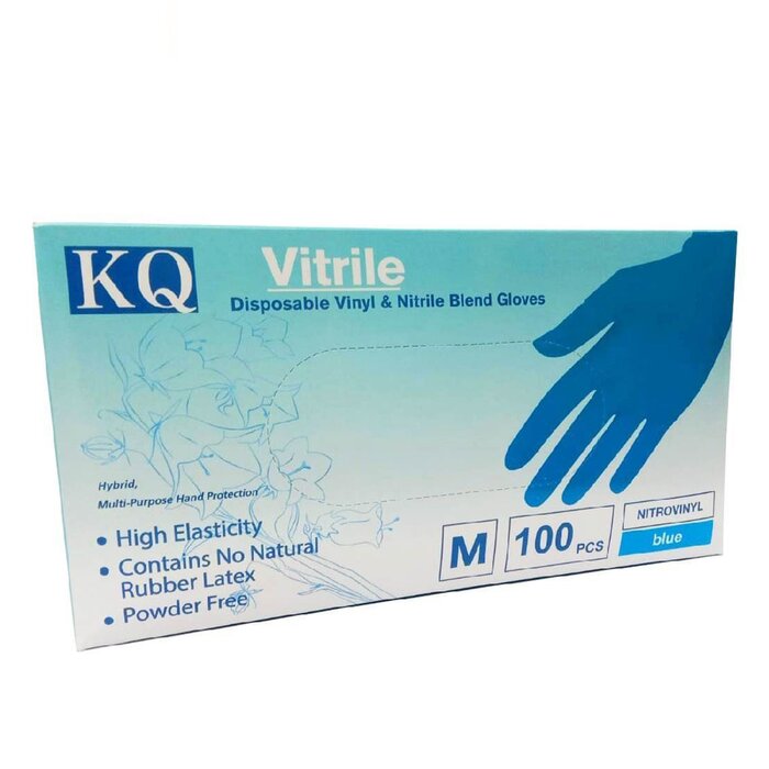 Kq - Vitrile Disposable Vinyl & Nitrile Blend Gloves -blue (s) - S