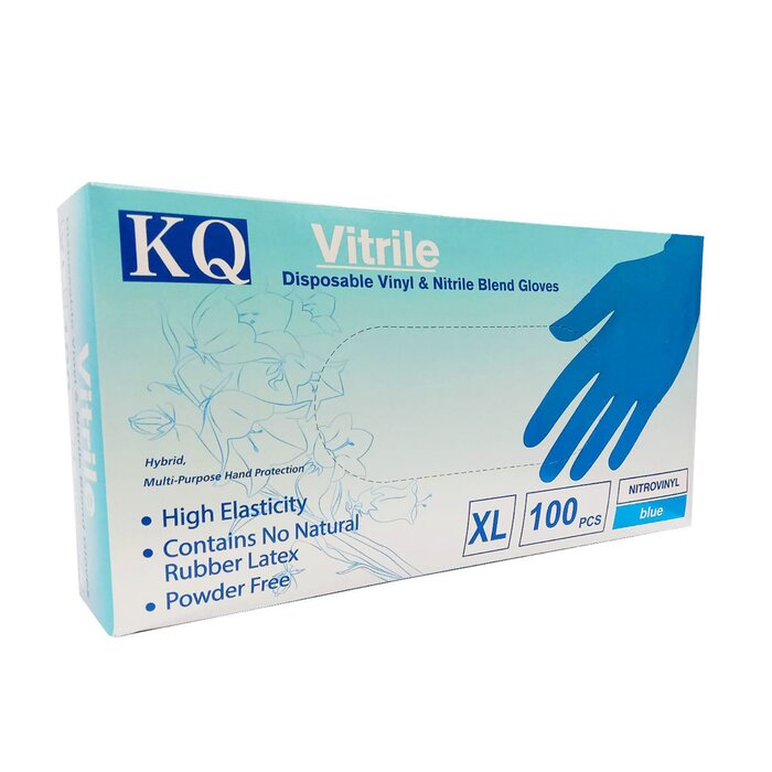 Kq - Vitrile Disposable Vinyl & Nitrile Blend Gloves -blue (xl) - XL