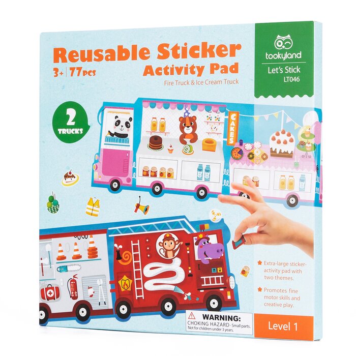 "reusable Stickers Activity Pad - Fire Truck & Ice Cream Truck" - 24x2x23cm