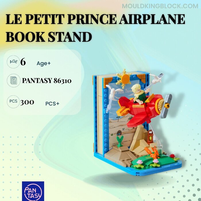 Le Petit Prince Airplane Book Stand Building Bricks Set - 10x12x15cm