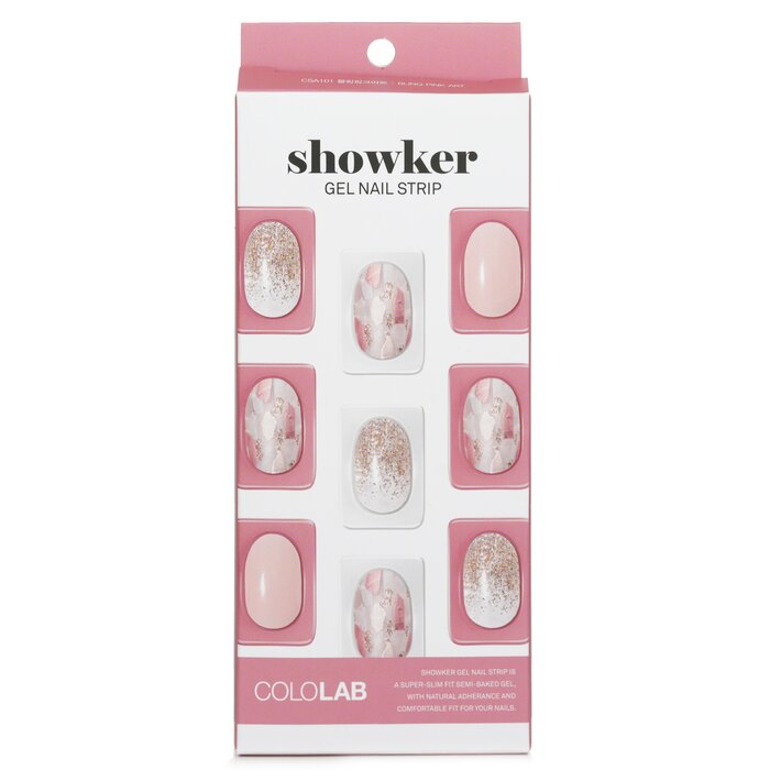 Showker Gel Nail Strip # Csa101 Bling Pink Art - 1pcs