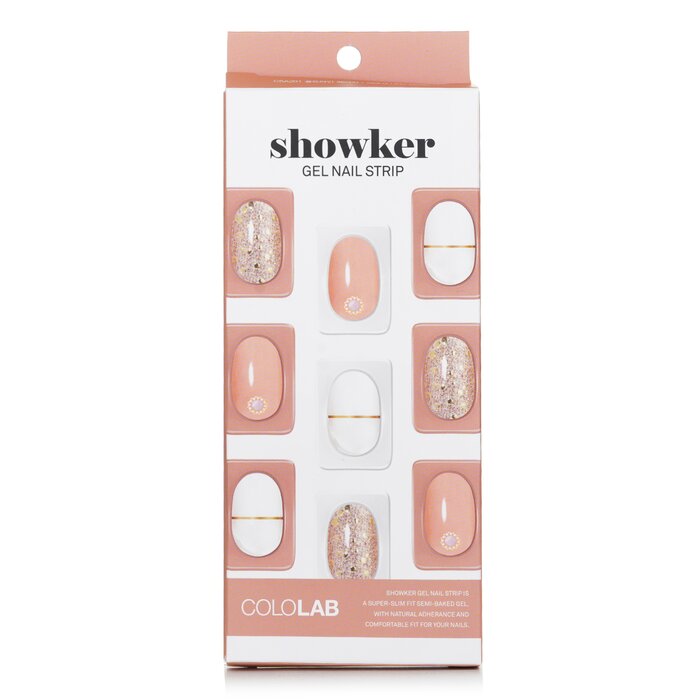 Showker Gel Nail Strip # Csa201 Gold Line Beige - 1pcs