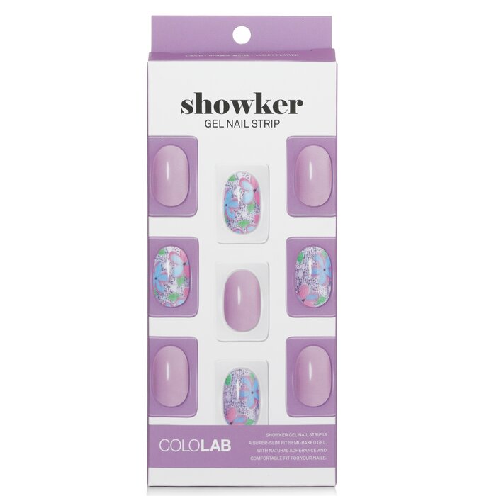 Showker Gel Nail Strip # Csa311 Violet Flower - 1pcs