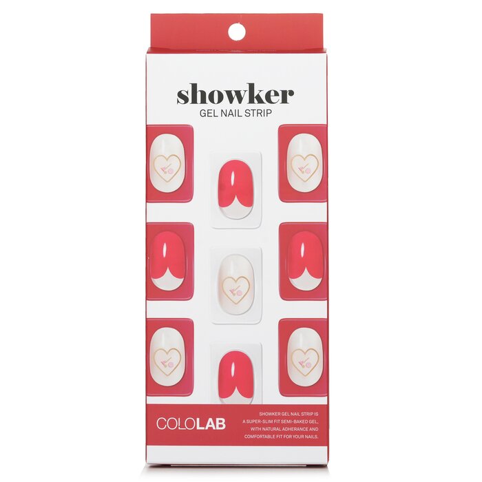 Showker Gel Nail Strip # Csa511 Red Heart - 1pcs