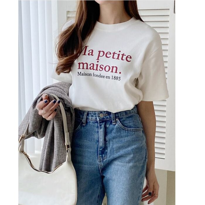 Letter Print Tee - Free (XS-M)