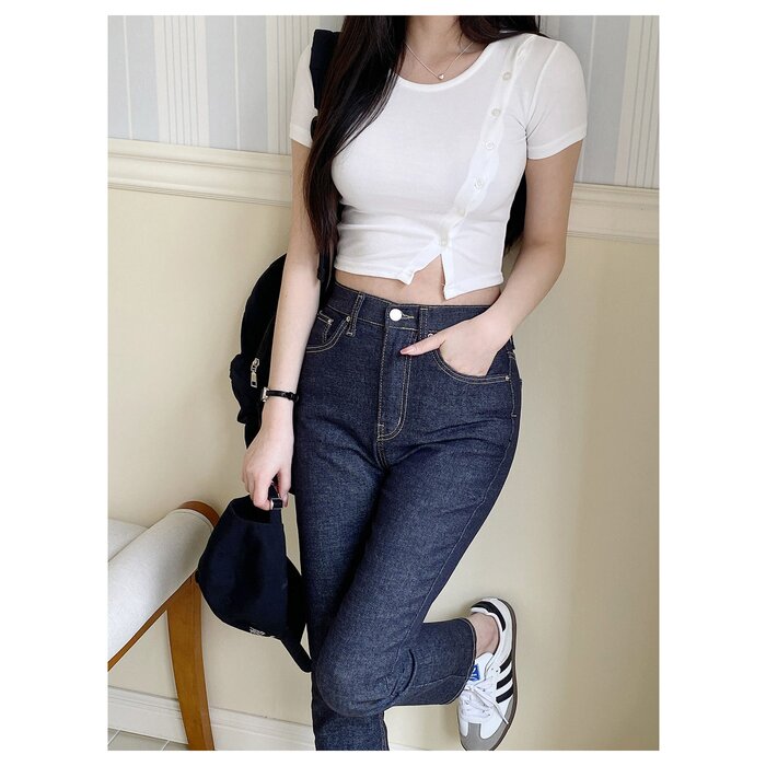 Button Front Split Crop Top - Free (XS-S)