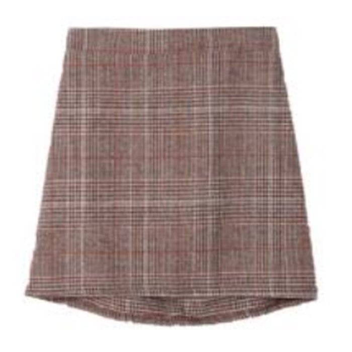 Check Wool Mini Skirt - Free (XS-M)