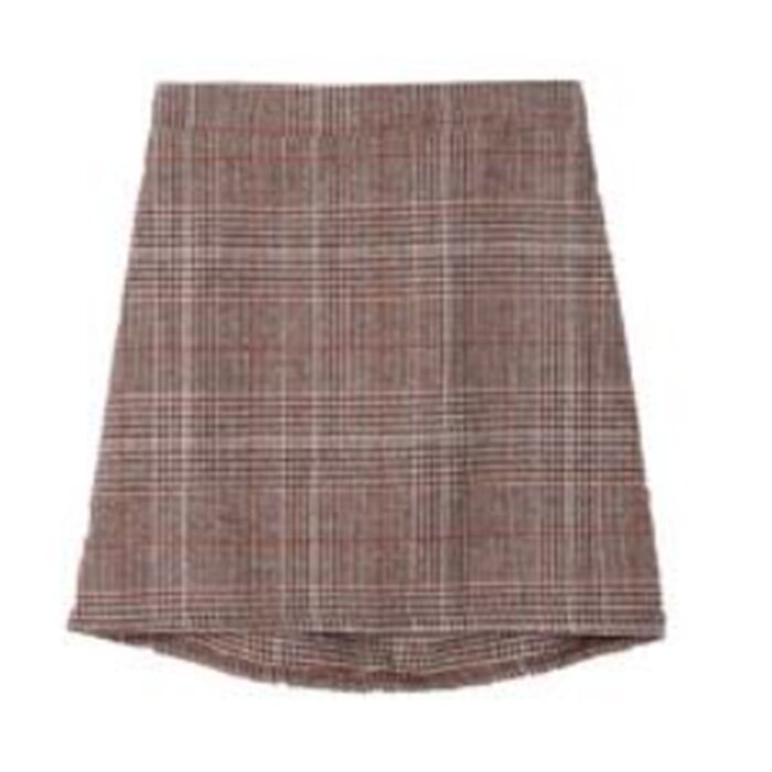 Check Wool Mini Skirt - Free (XS-M)