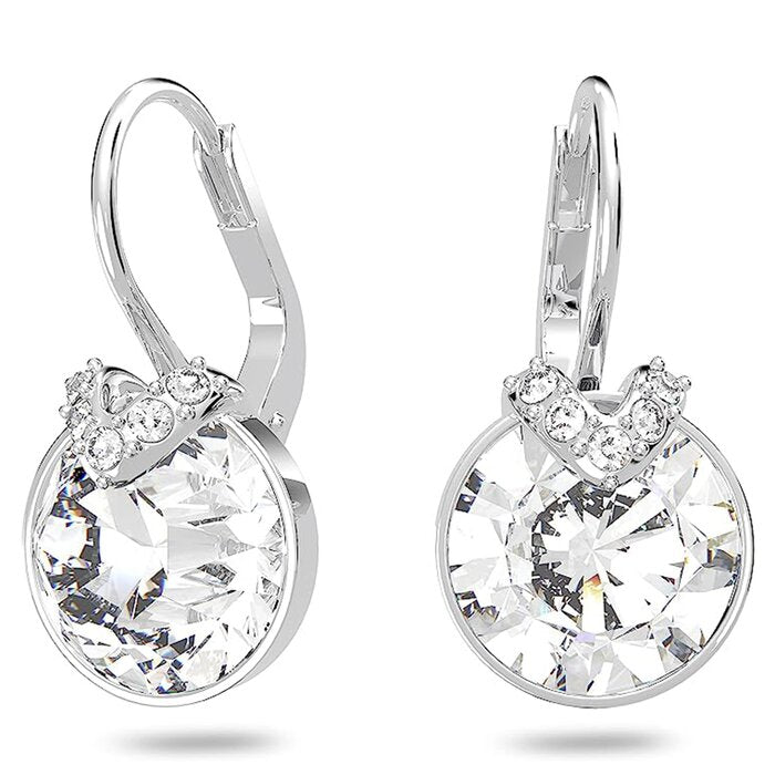 Bella V Drop Earrings  5416155 - Round Cut, White, Rhodium Plated - White