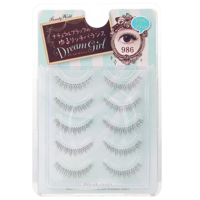 Dream Girl Nylon Eyelash - # 986 Black And Brown - 5pairs