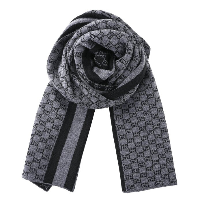 Wool Web Stripe Gg Guccissima Scarf 438253 - Black